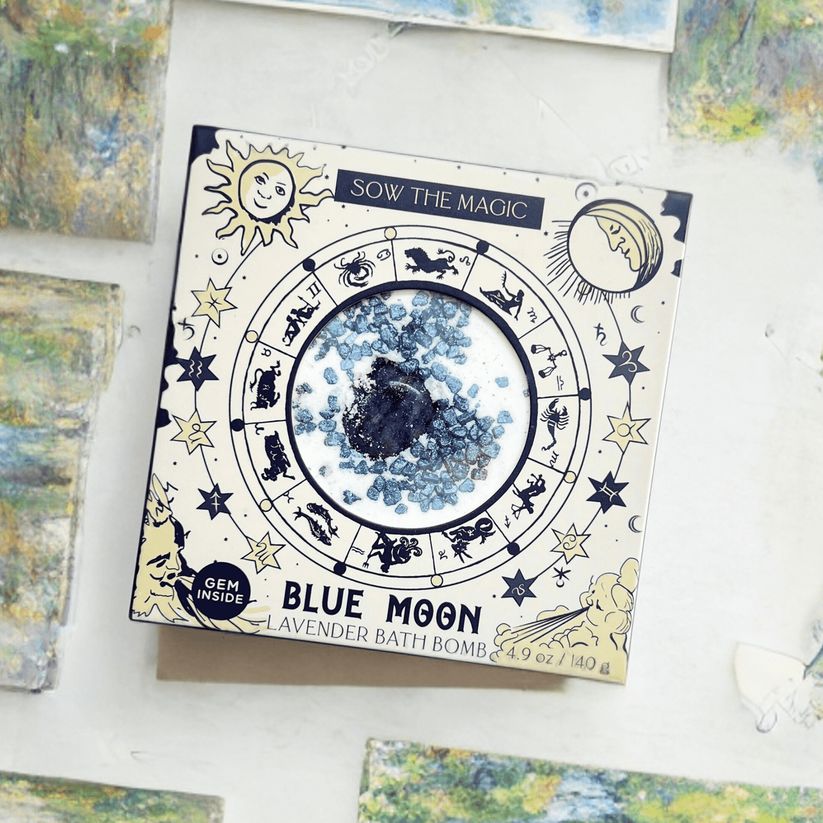 Blue Moon Lavender Bath Bomb with Sodalite - Shop at Persephone's Hearth