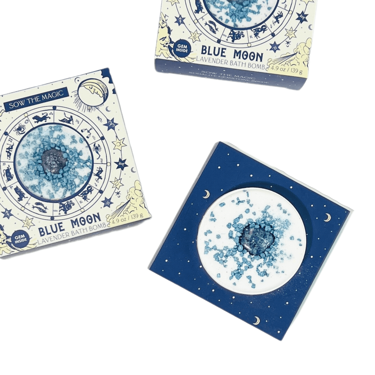 Blue Moon Lavender Bath Bomb with Sodalite - Shop at Persephone's Hearth