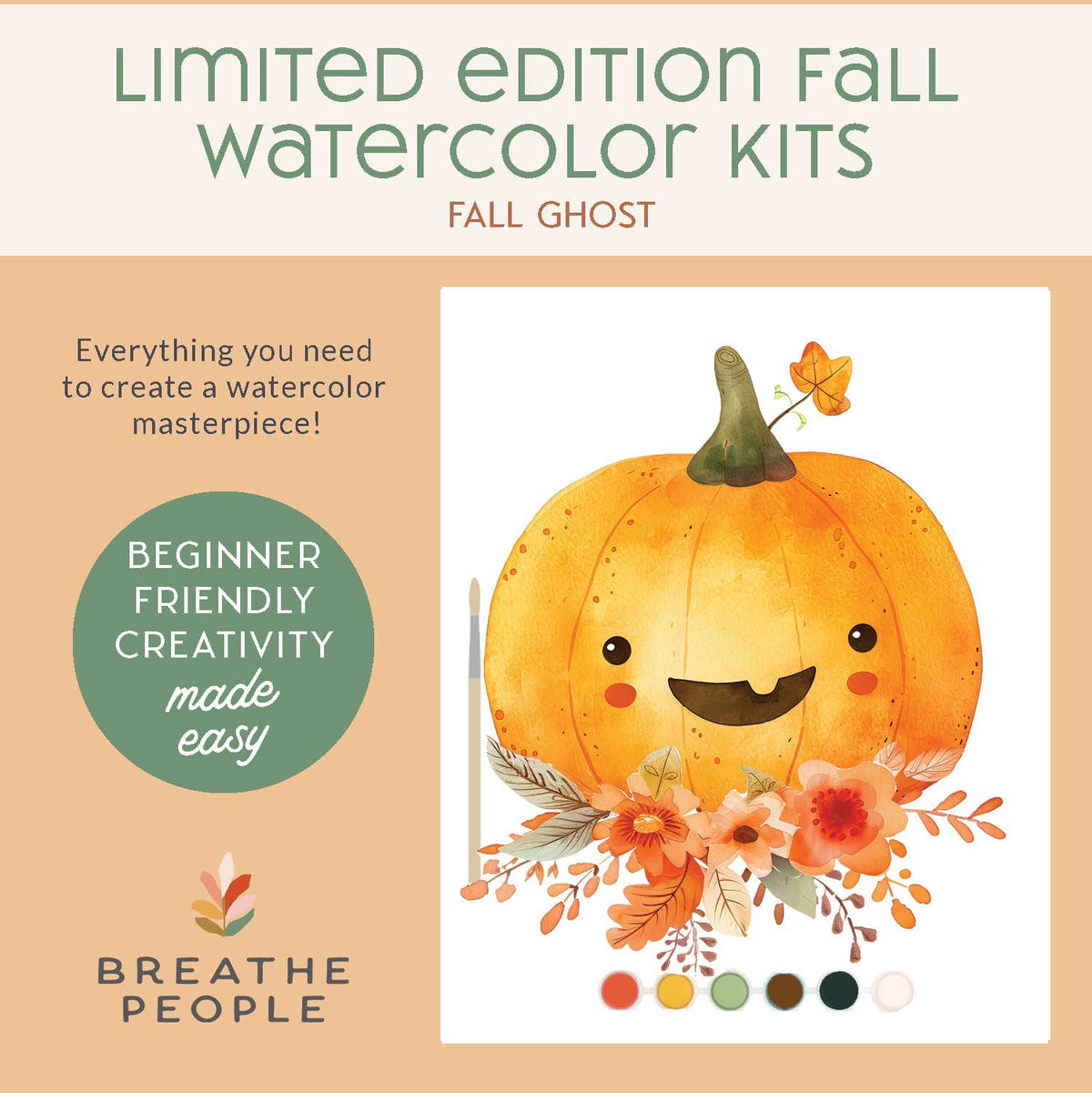 Breathe People Limited Edition, All in One Watercolor Kit - Floral Pumpkin