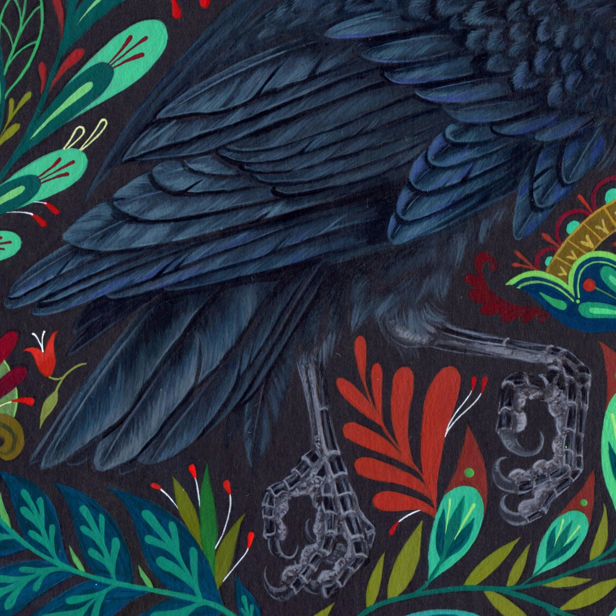 "Brood Bones" Folk Art Print, 11" x 11” - Shop at Persephone's Hearth