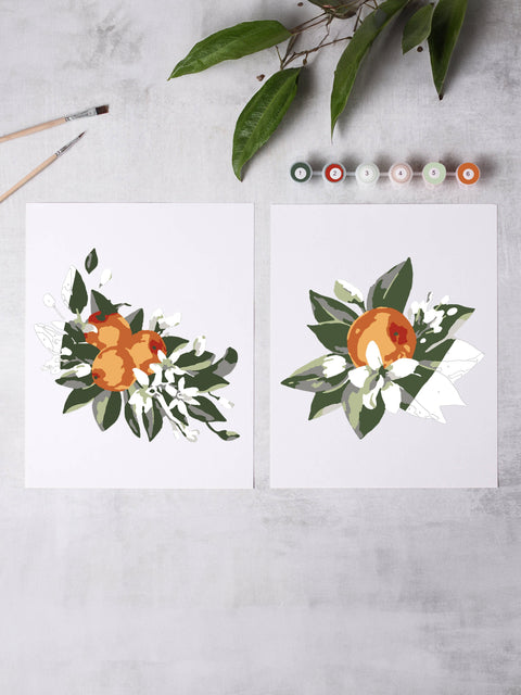 DIY Canvas Art Orange Blossoms Paint-By-Numbers Kit