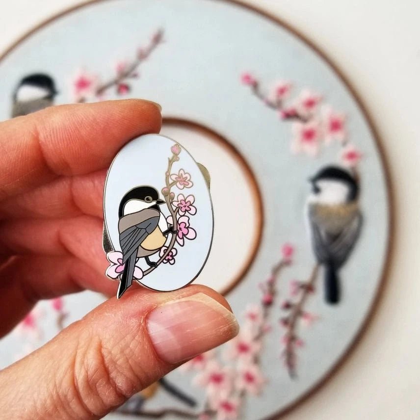 Chickadee Enamel Needle Minder - Shop at Persephone's Hearth