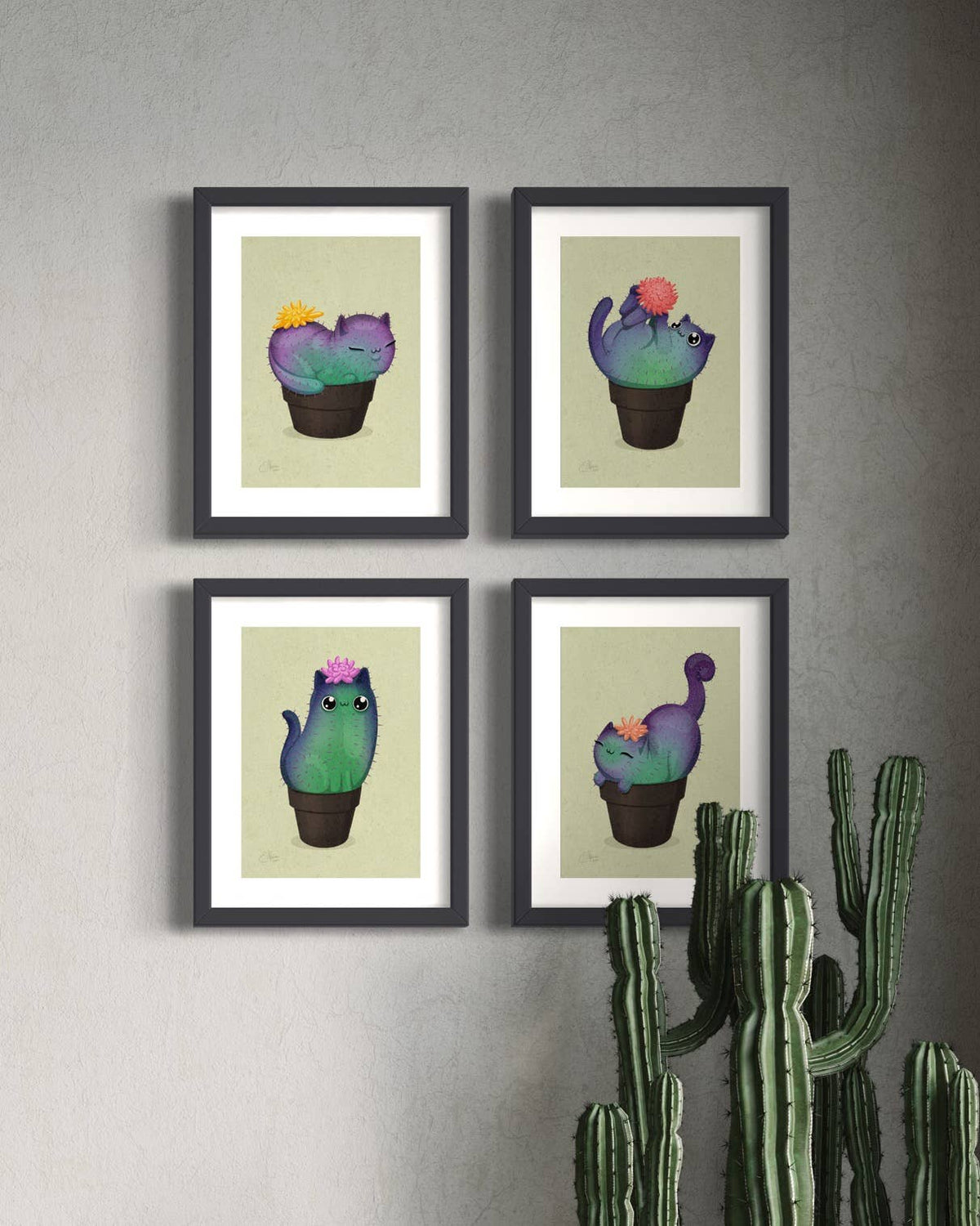 "Coral Prickly Purr Catcus" Art Print, 7" x 5" - Shop at Persephone's Hearth