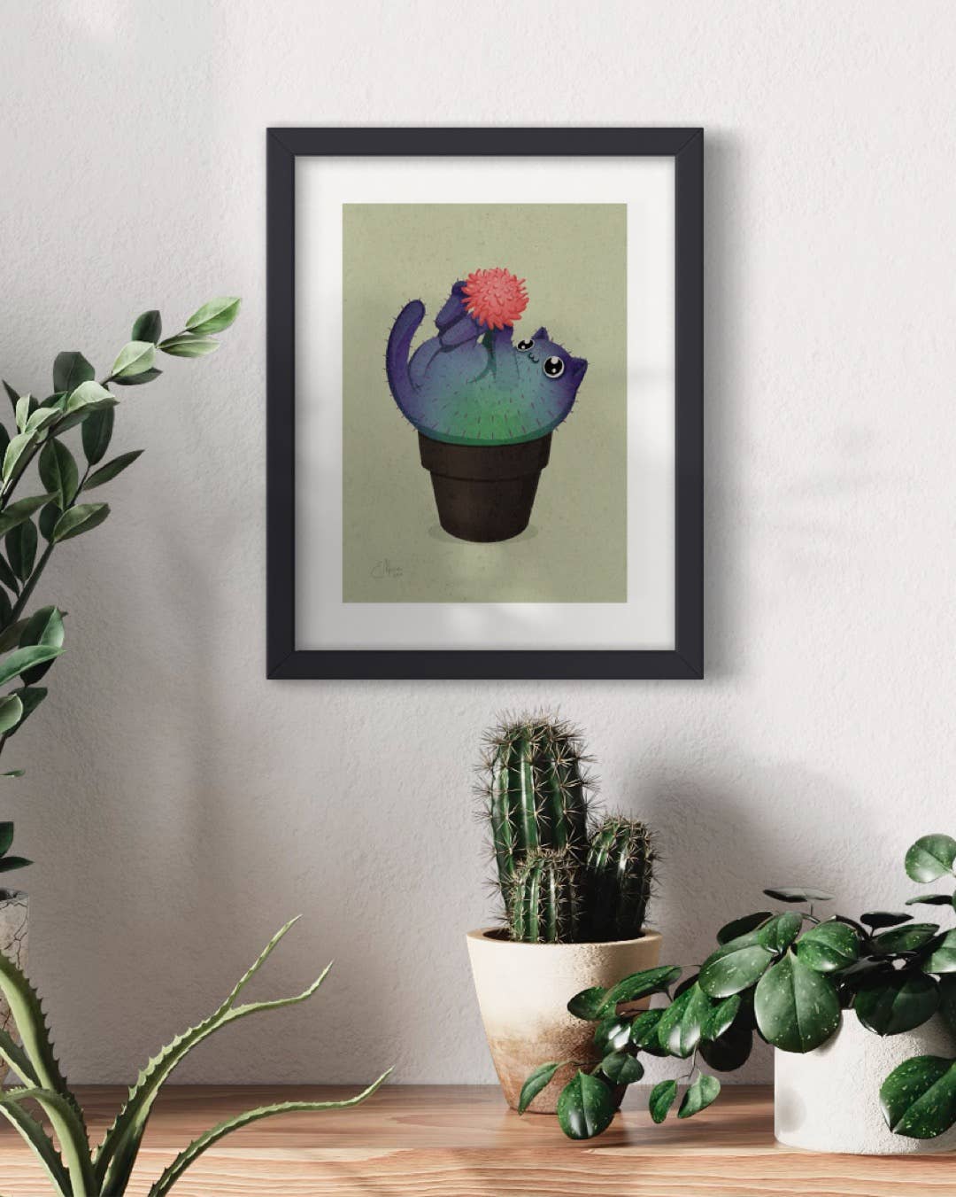 "Coral Prickly Purr Catcus" Art Print, 7" x 5" - Shop at Persephone's Hearth