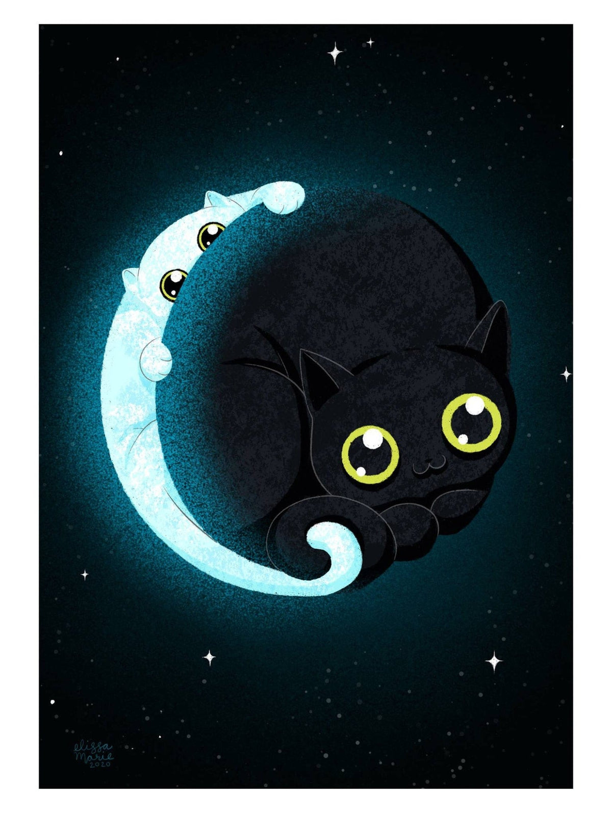 "Crescent Mewn" Art Print, 7" x 5" - Shop at Persephone's Hearth