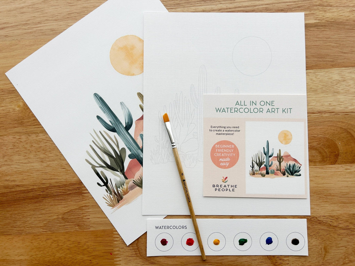 "Desert Cactus" All - In - One Beginner Watercolor Kit - Shop at Persephone's Hearth