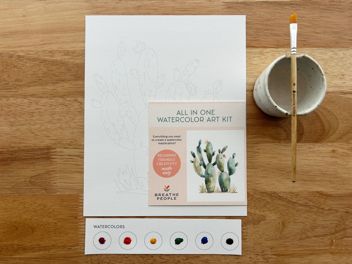 "Desert Cactus" All - In - One Beginner Watercolor Kit - Shop at Persephone's Hearth