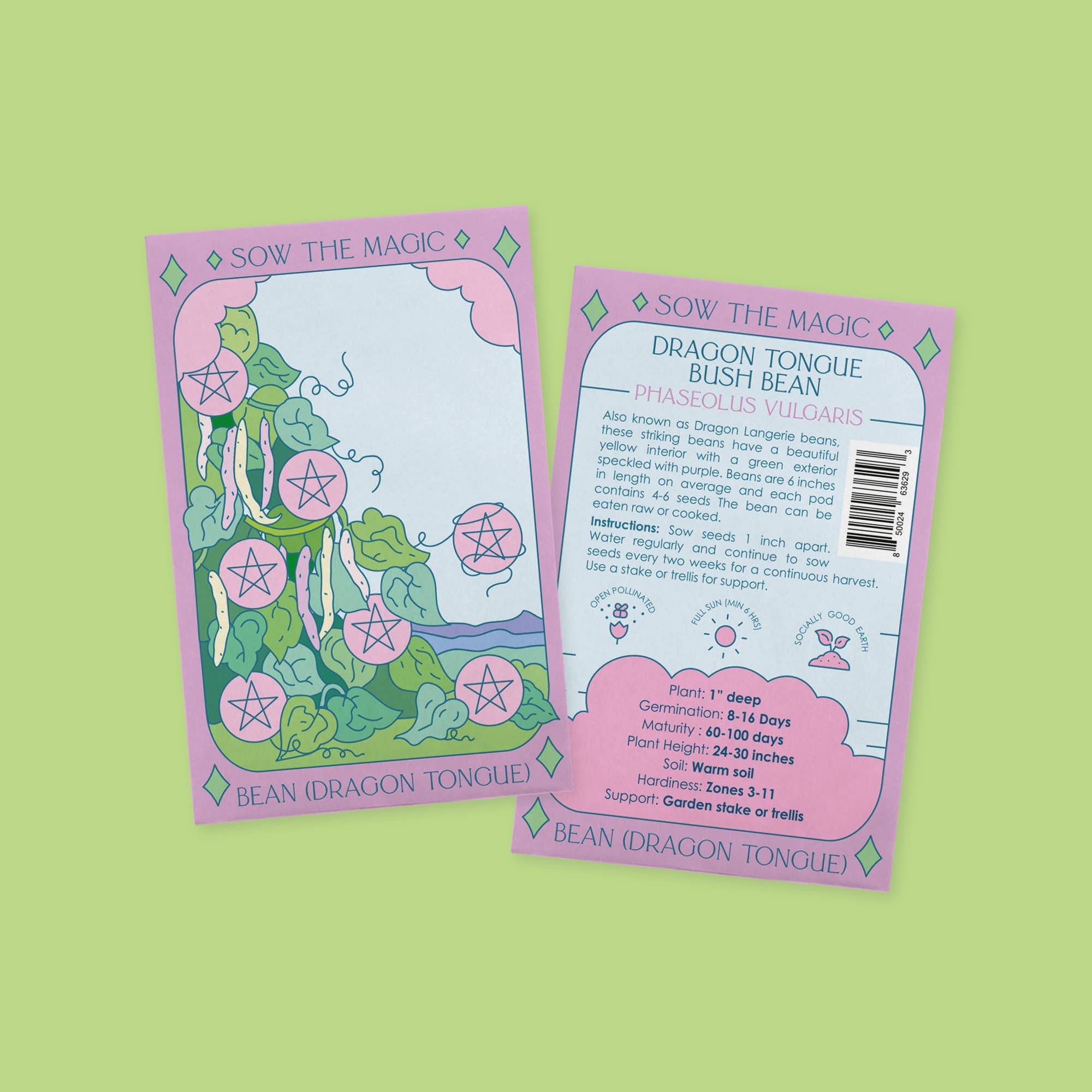 Sow the Magic Dragon Tongue Bush Bean Seed Packet
