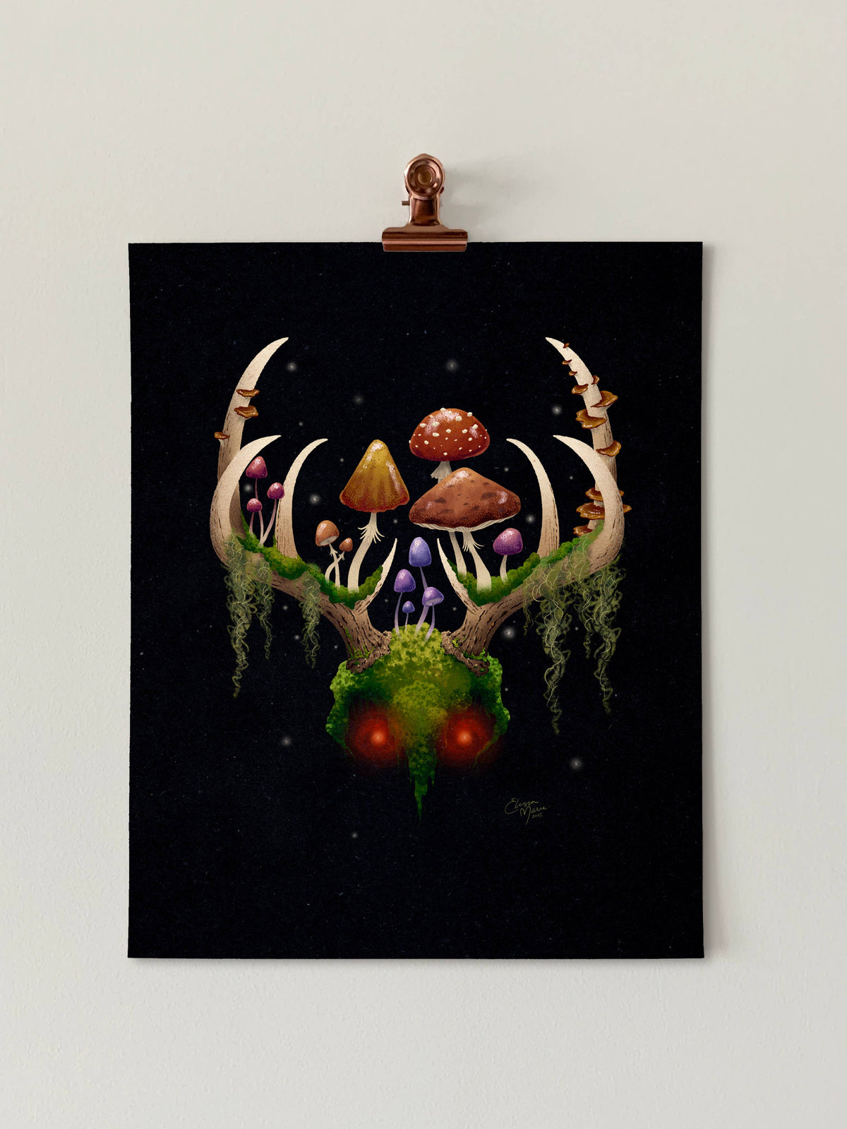 Elissa Marie Creative Forest Spirit 8x10 Art Print | mushrooms | antlers | moss