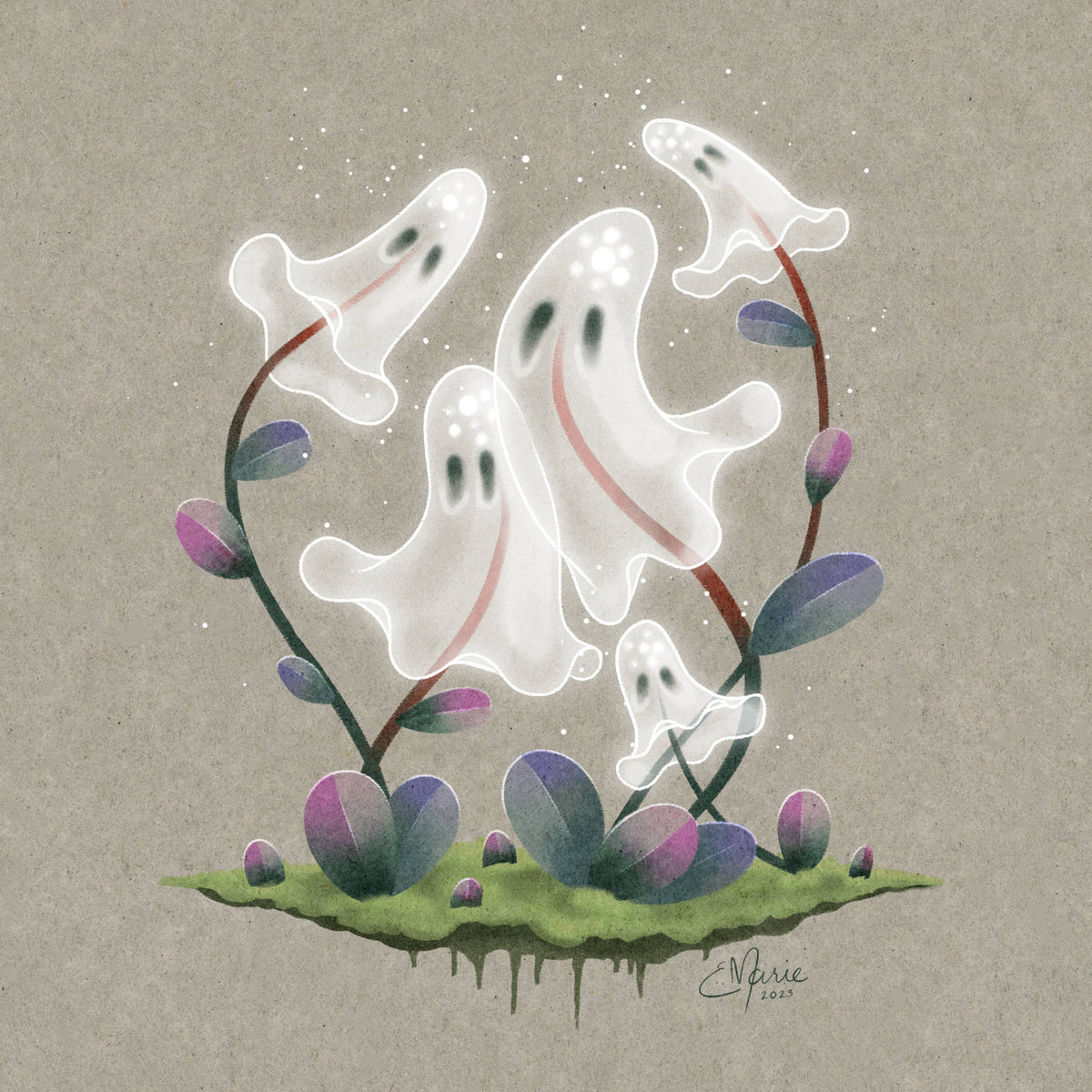 Elissa Marie Creative Ghost Plant Art Print | spooky garden | paranormal: 8x8
