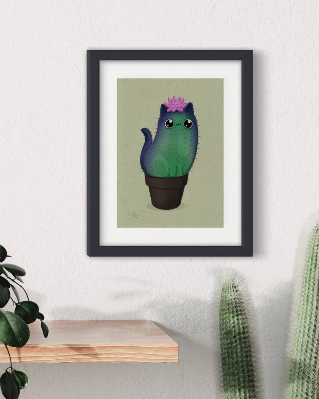 Elissa Marie Creative Giclee Print "Fuchsia Prickly Purr Catcus" Art Print, 7" x 5"