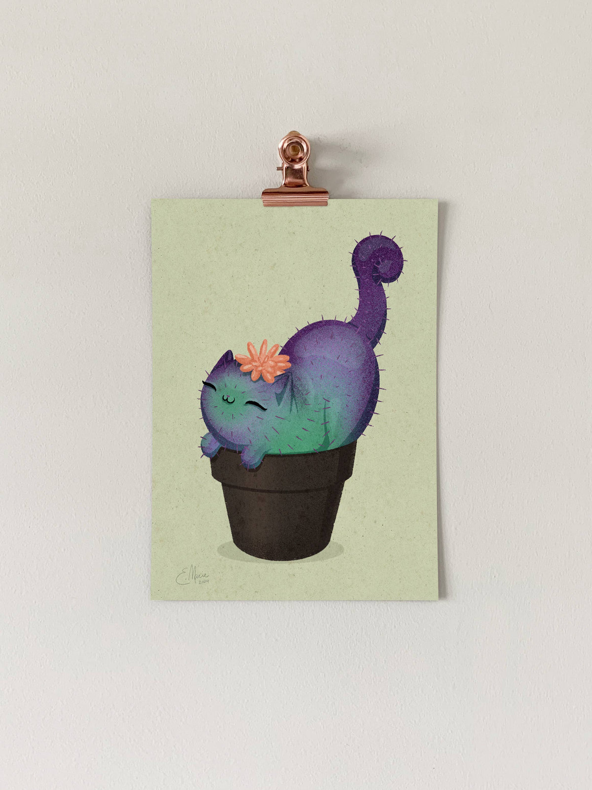 Elissa Marie Creative Giclee Print "Peach Prickly Purr Catcus" Art Print, 7" x 5"