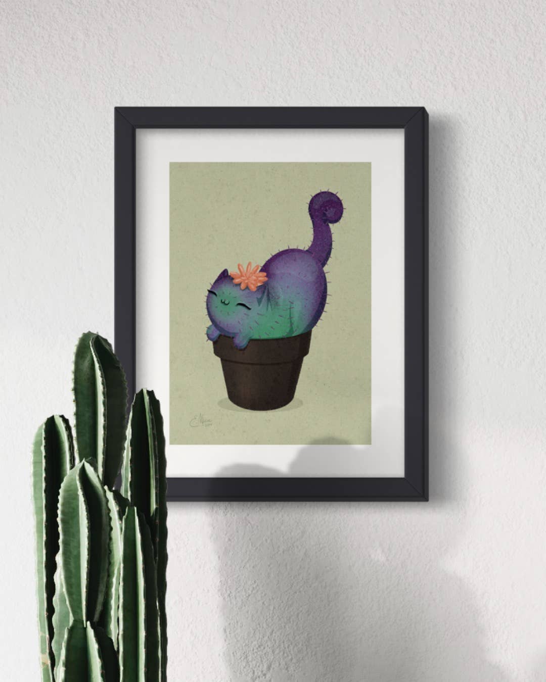 Elissa Marie Creative Giclee Print "Peach Prickly Purr Catcus" Art Print, 7" x 5"