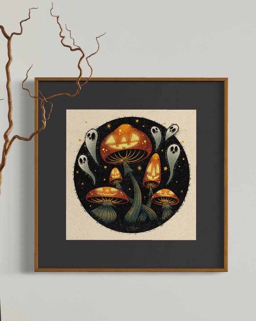 Elissa Marie Creative Giclee Print Wicked Woods 8x8 Art Print | spooky | halloween | mushrooms