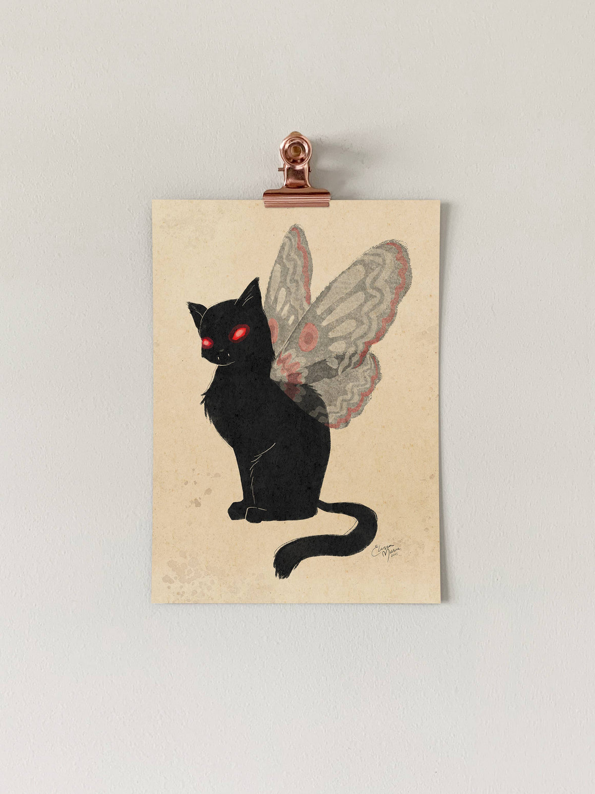 Elissa Marie Creative Meowthman: Sittin' Pretty Art Print  | mothman | cats : 8x10