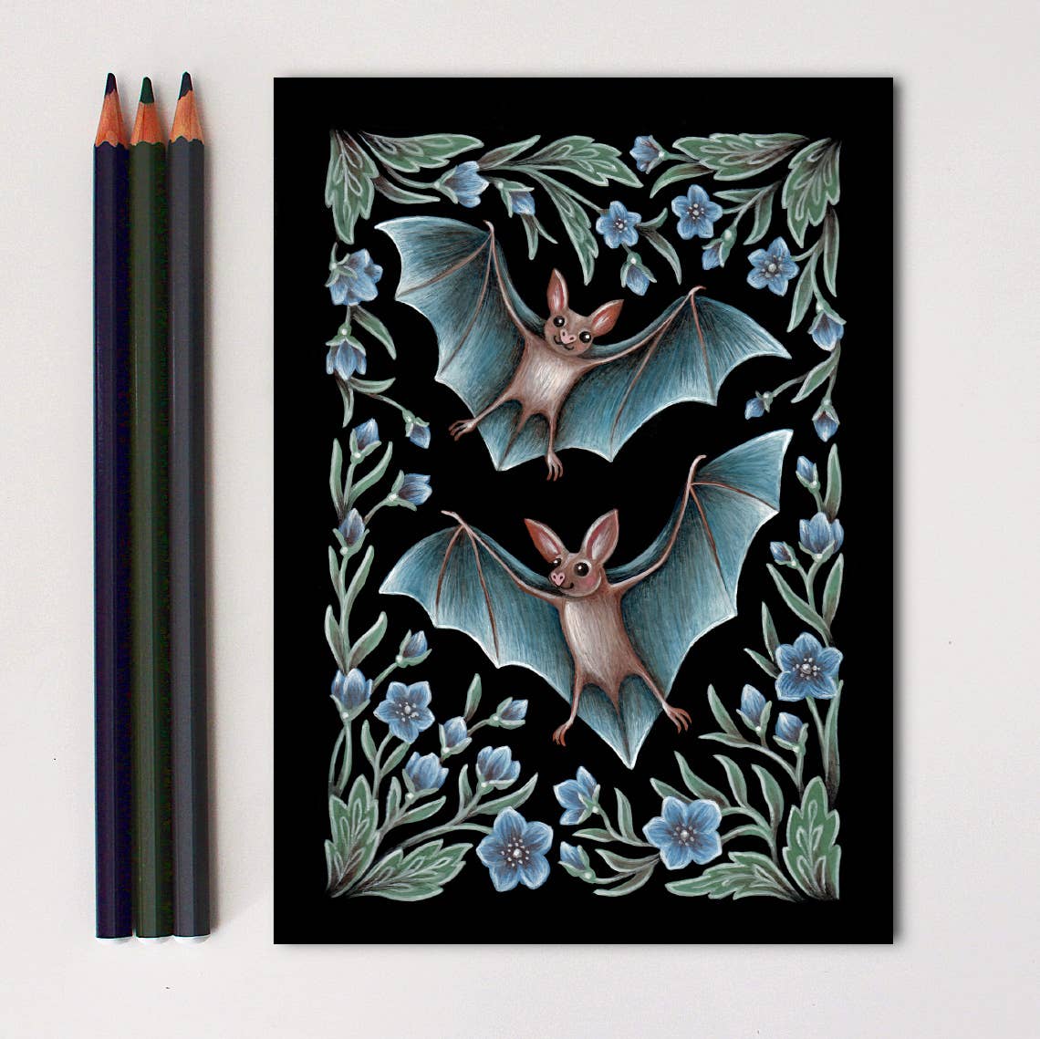 Faina Lorah Bat Art Print Folk Decor: 5x7