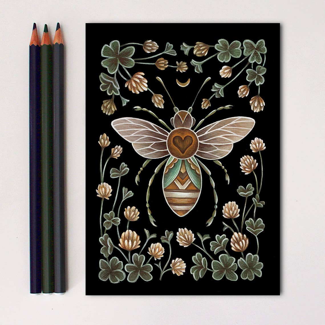 Faina Lorah Bee Art Print Folk Decor: 5x7