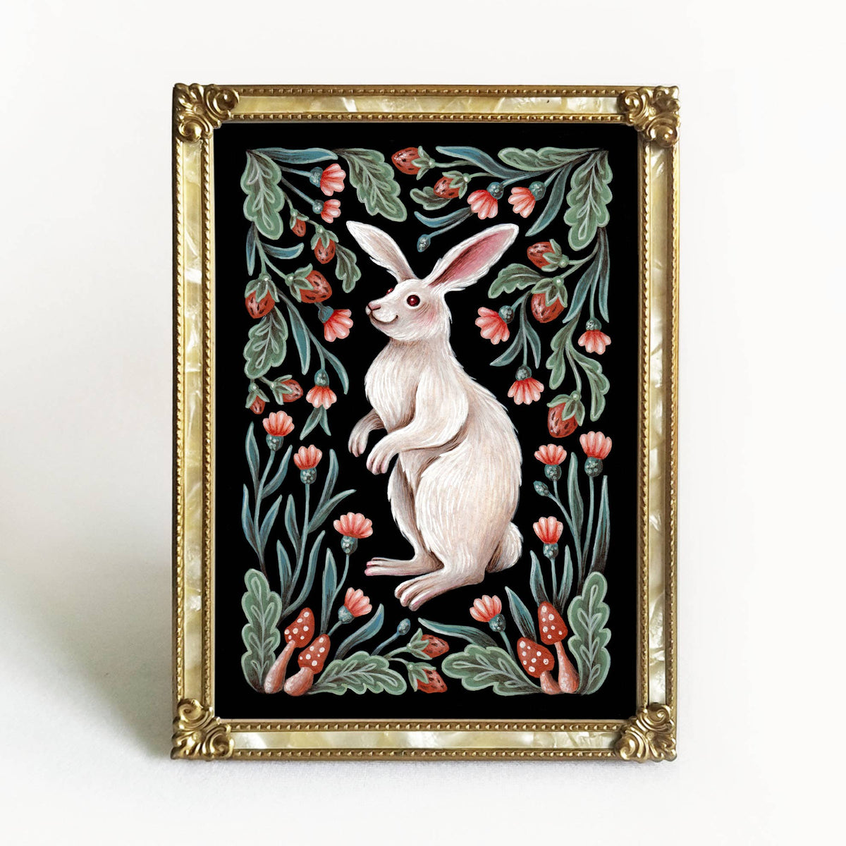 Faina Lorah Bunny Rabbit Art Print Folk Decor: 5x7