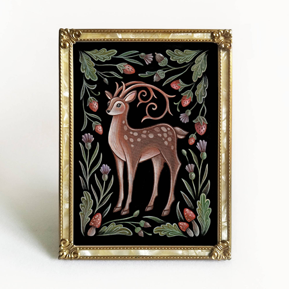 Faina Lorah Deer Art Print Folk Decor: 8x10