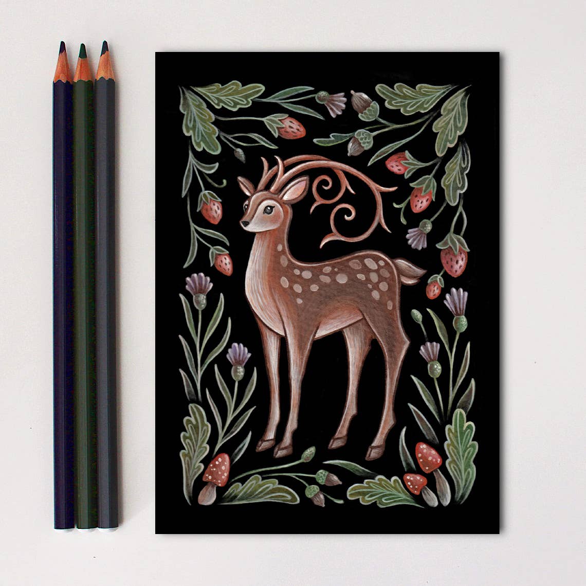 Faina Lorah Deer Art Print Folk Decor: 8x10