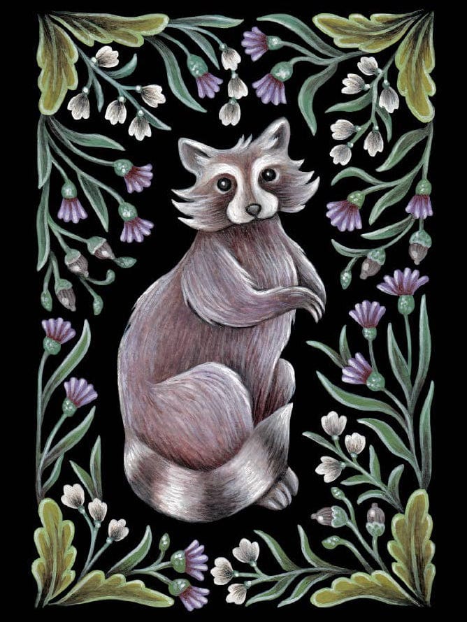 Faina Lorah Giclee Print 5" x 7" RaccoonFolk Art Print, multiple sizes