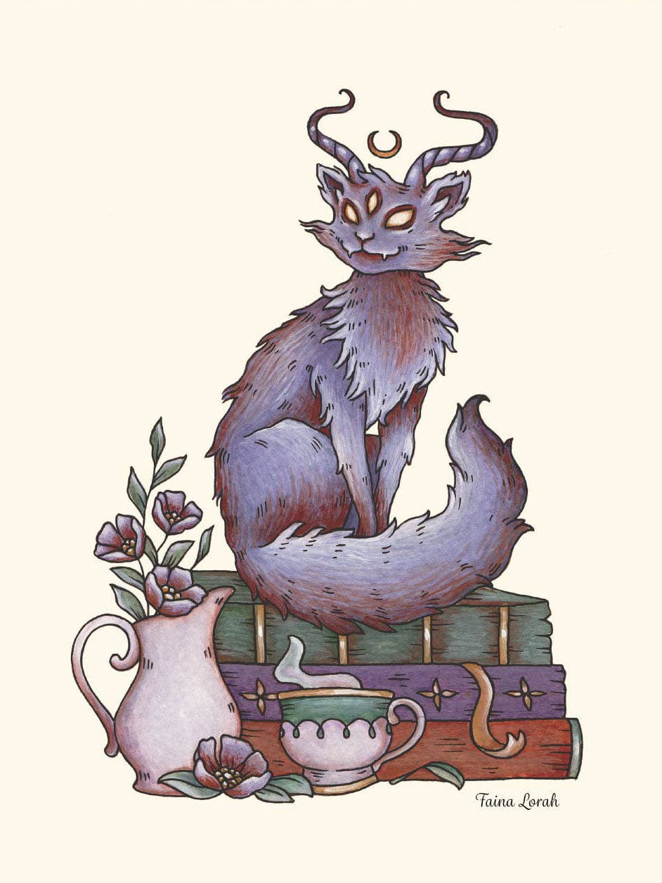 Faina Lorah Giclee Print Witchy Cat Art Print, 10" x 8"