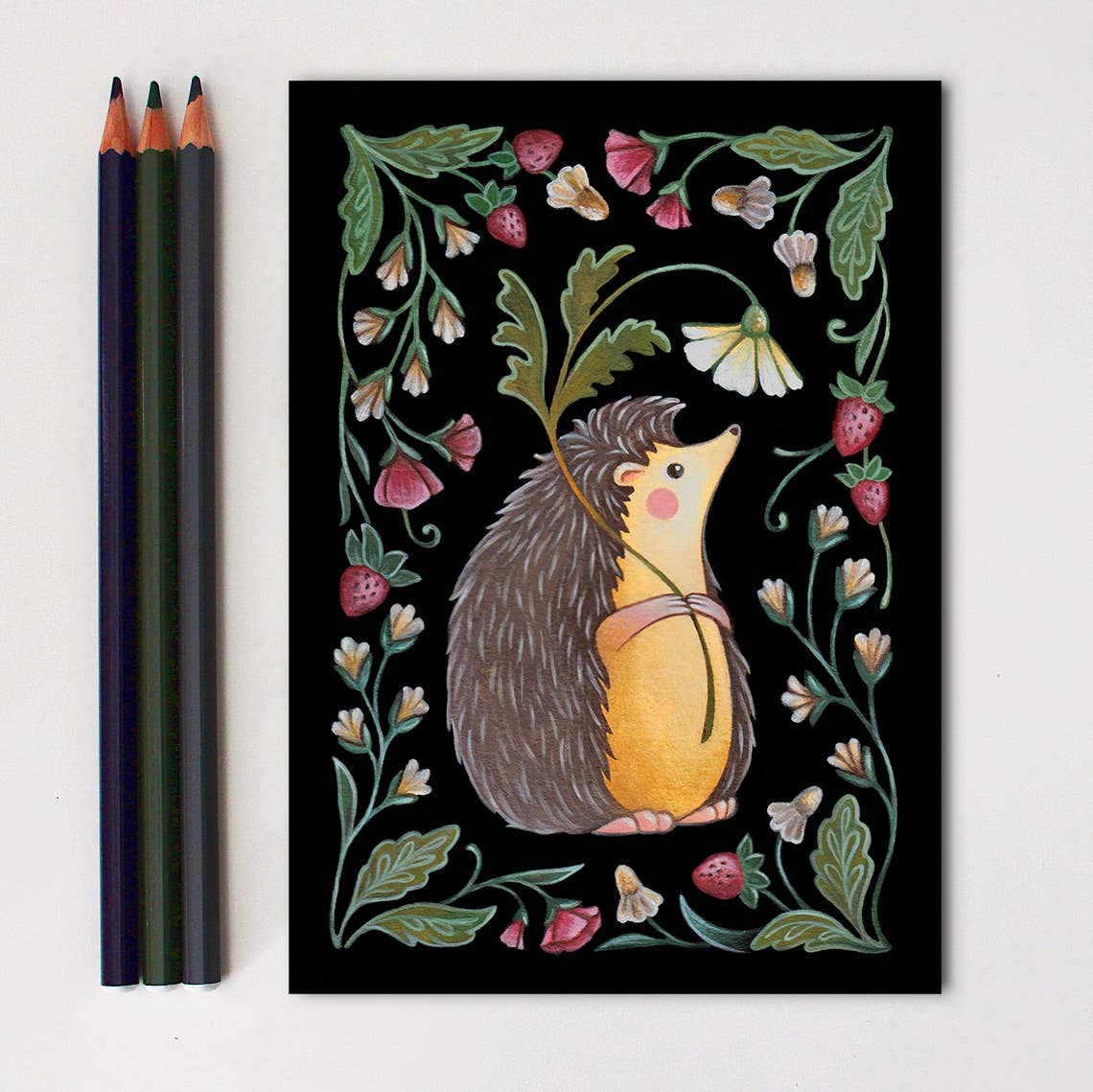 Faina Lorah Hedgehog Art Print Folk Decor: 5x7