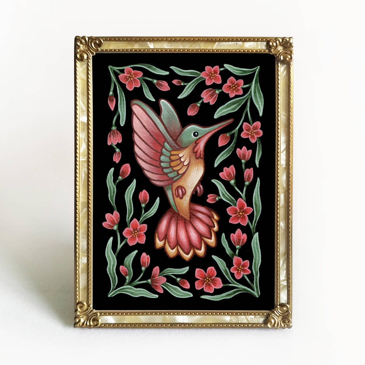 Faina Lorah Hummingbird Art Print Folk Decor: 5x7