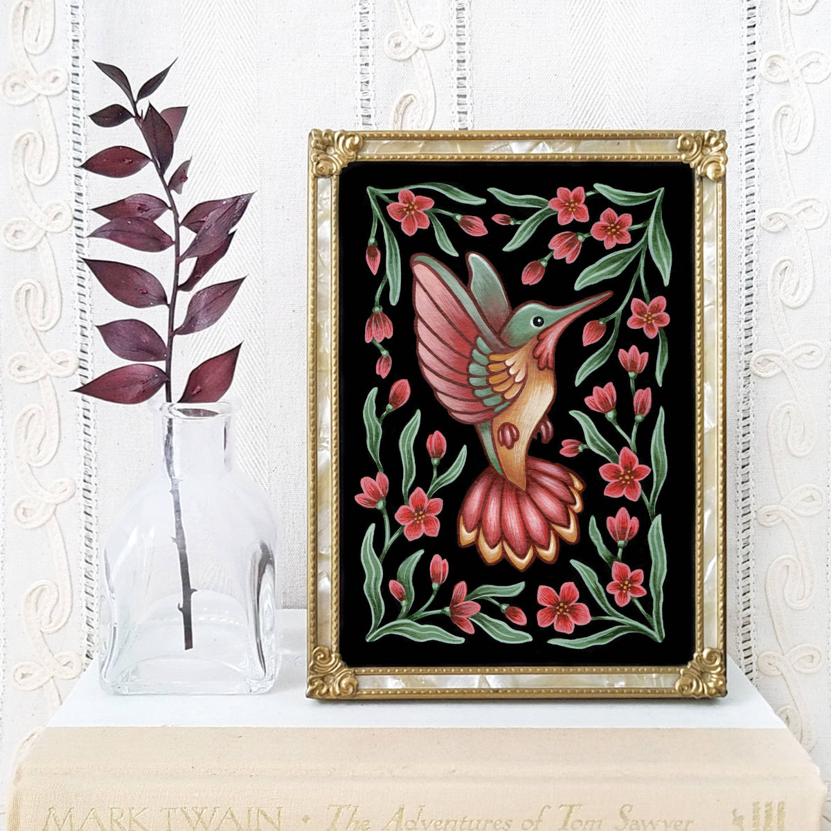 Faina Lorah Hummingbird Art Print Folk Decor: 5x7