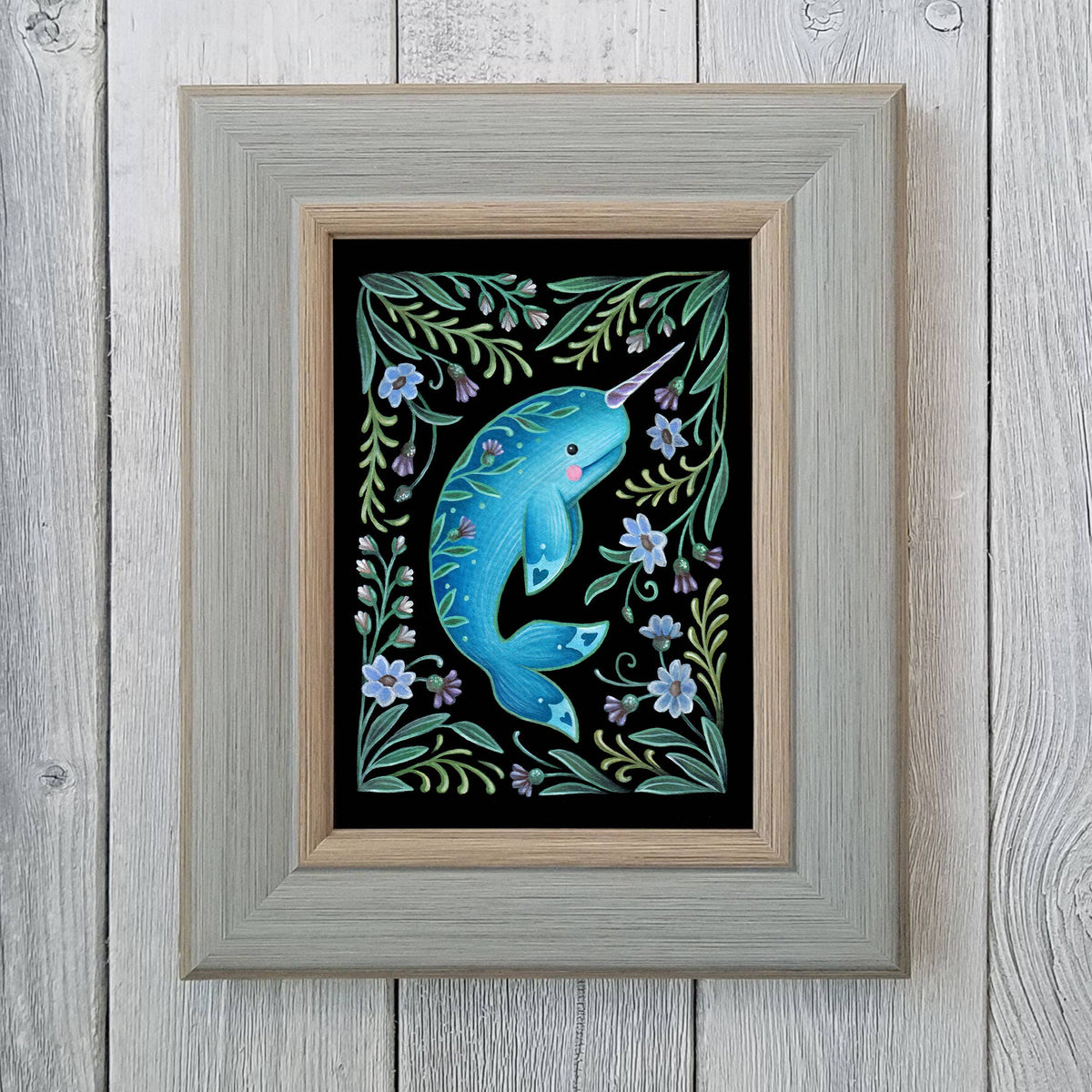 Faina Lorah Narwhal Art Print Folk Decor: 8x10