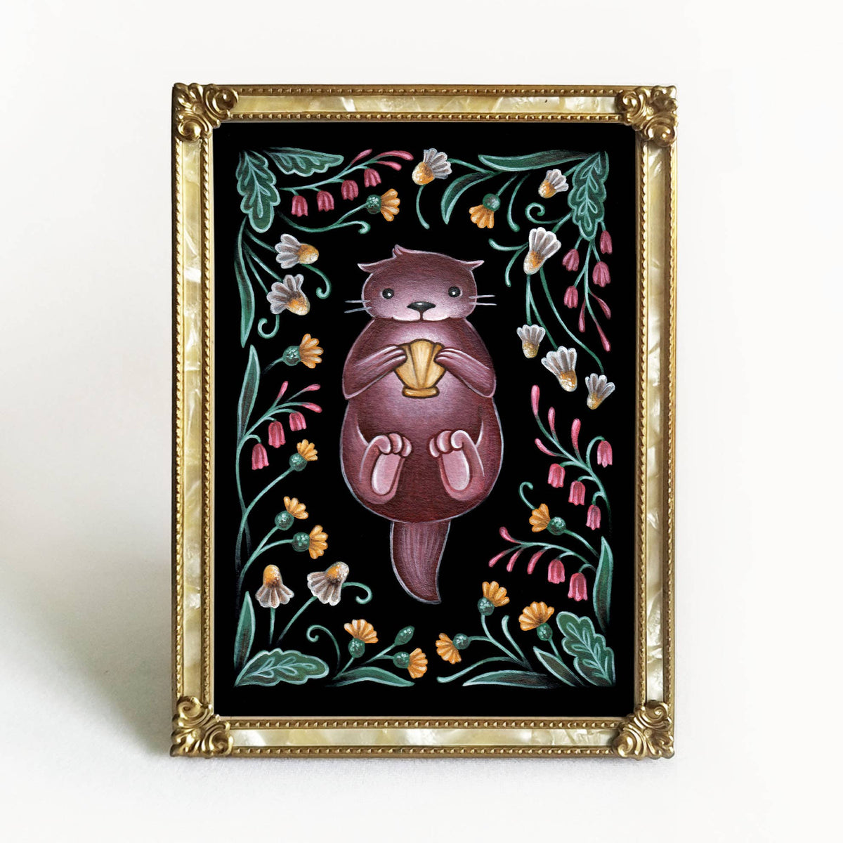 Faina Lorah Otter Art Print Folk Decor: 8x10