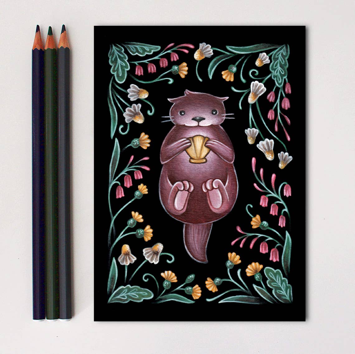 Faina Lorah Otter Art Print Folk Decor: 8x10