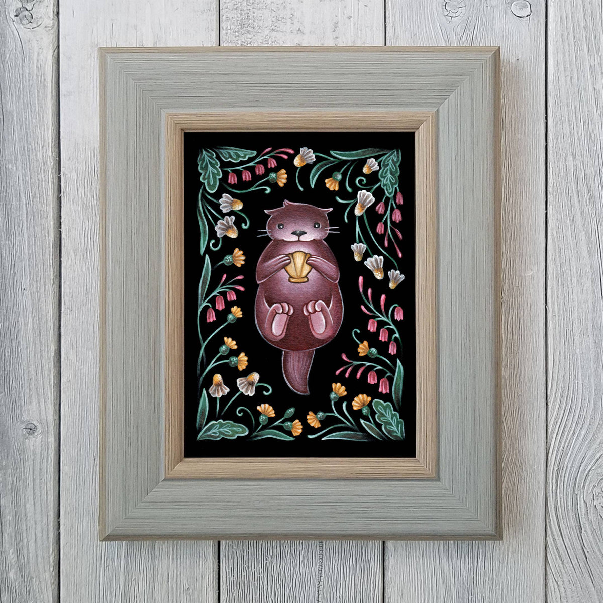 Faina Lorah Otter Art Print Folk Decor: 8x10