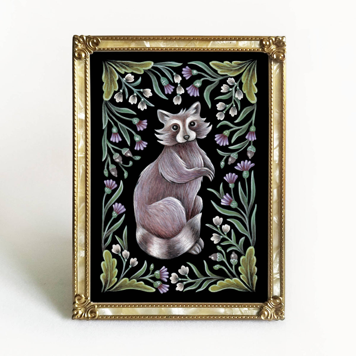 Faina Lorah Raccoon Art Print Folk Decor: 8x10