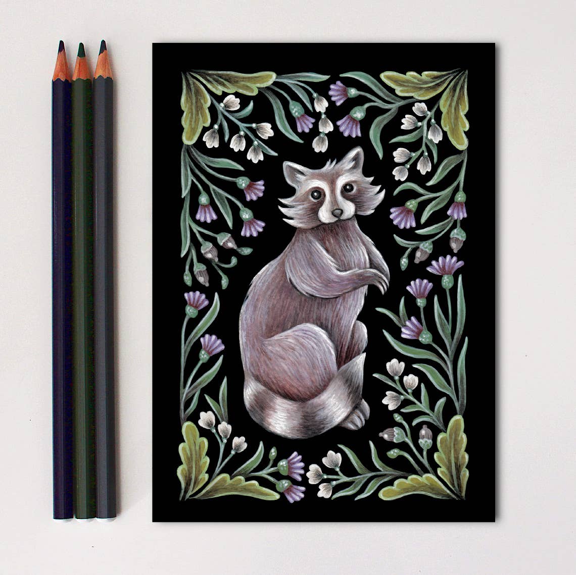 Faina Lorah Raccoon Art Print Folk Decor: 8x10