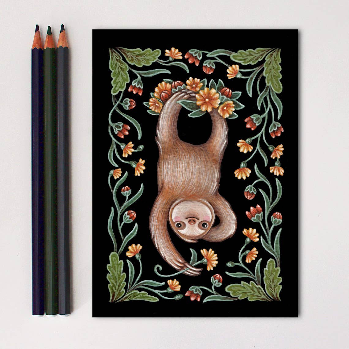 Faina Lorah Sloth Art Print Folk Decor: 8x10