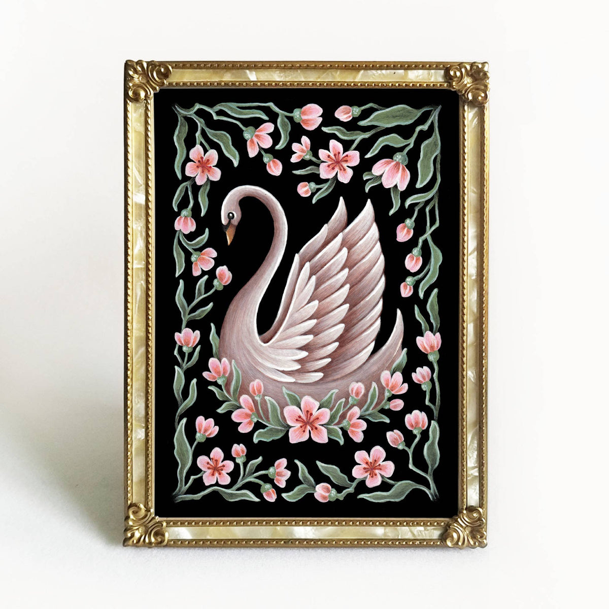 Faina Lorah Swan Art Print Folk Decor: 8x10