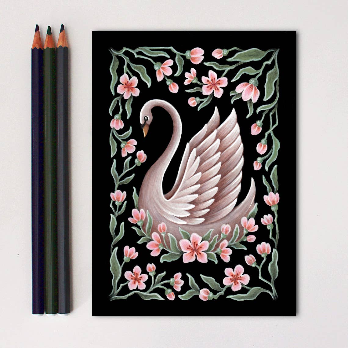 Faina Lorah Swan Art Print Folk Decor: 8x10