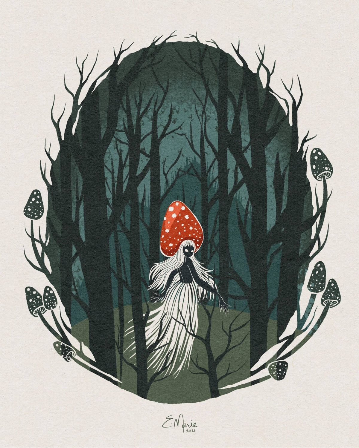 "Forest Mushie" Art Print, 10" x 8" - Shop at Persephone's Hearth