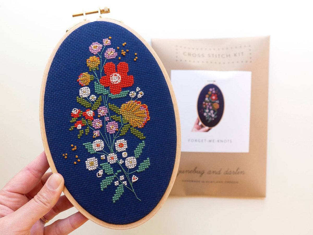 "Forget - Me - Knots" Cross Stitch Kit - Shop at Persephone's Hearth