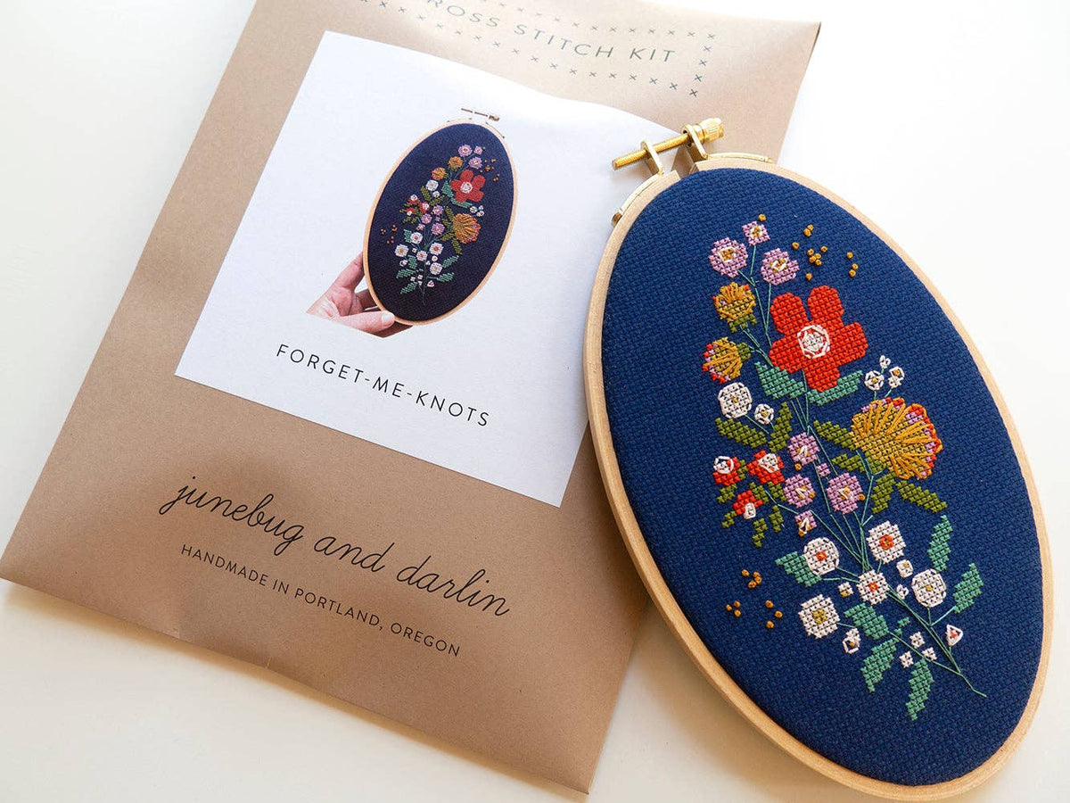 "Forget - Me - Knots" Cross Stitch Kit - Shop at Persephone's Hearth