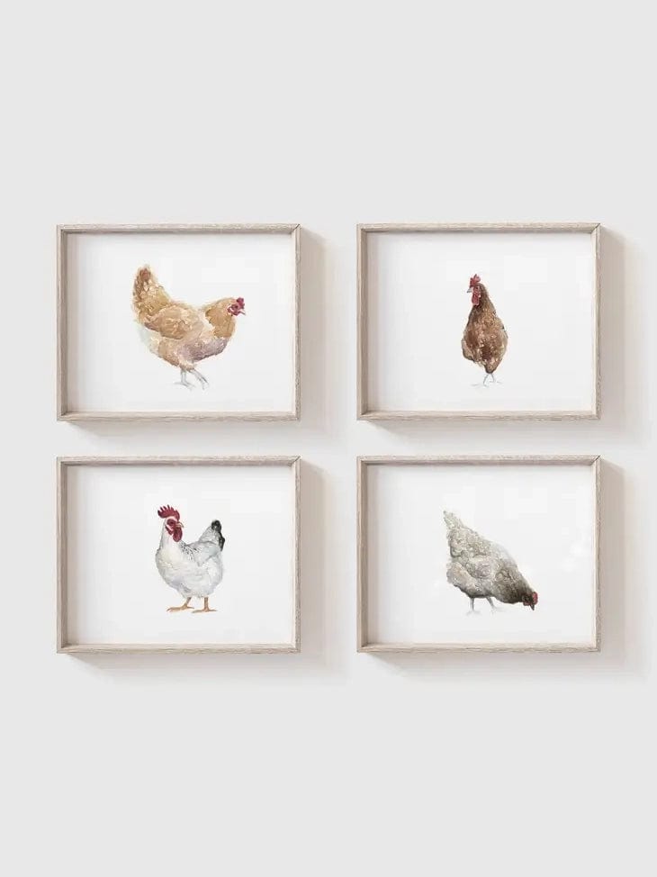 Fox Hollow Studios Giclee Print 5 x 7" (Unframed) Chickens Art Print Set of 4