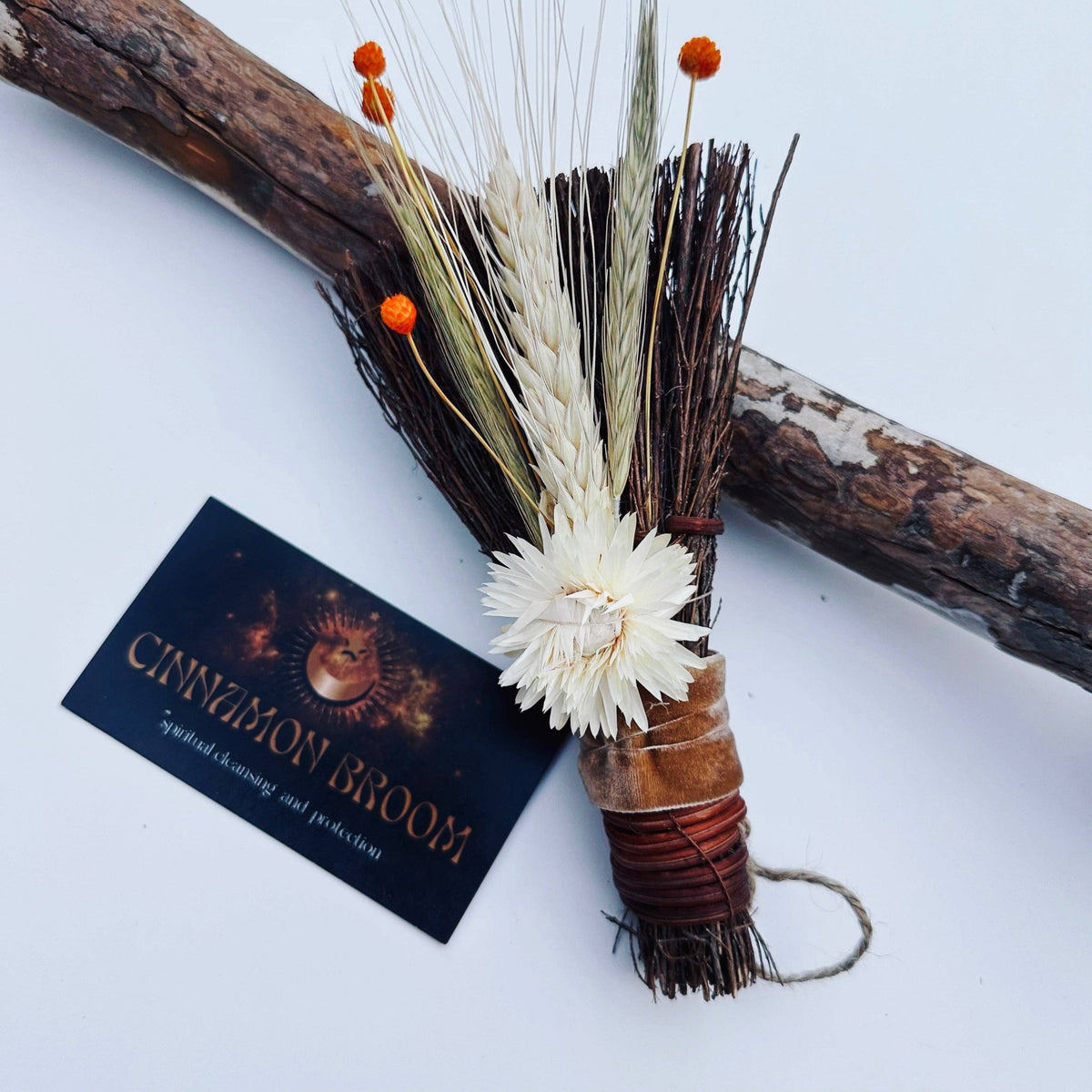 Fragrant Dried Autumn Harvest Floral Cinnamon Broom - Shop at Persephone's Hearth