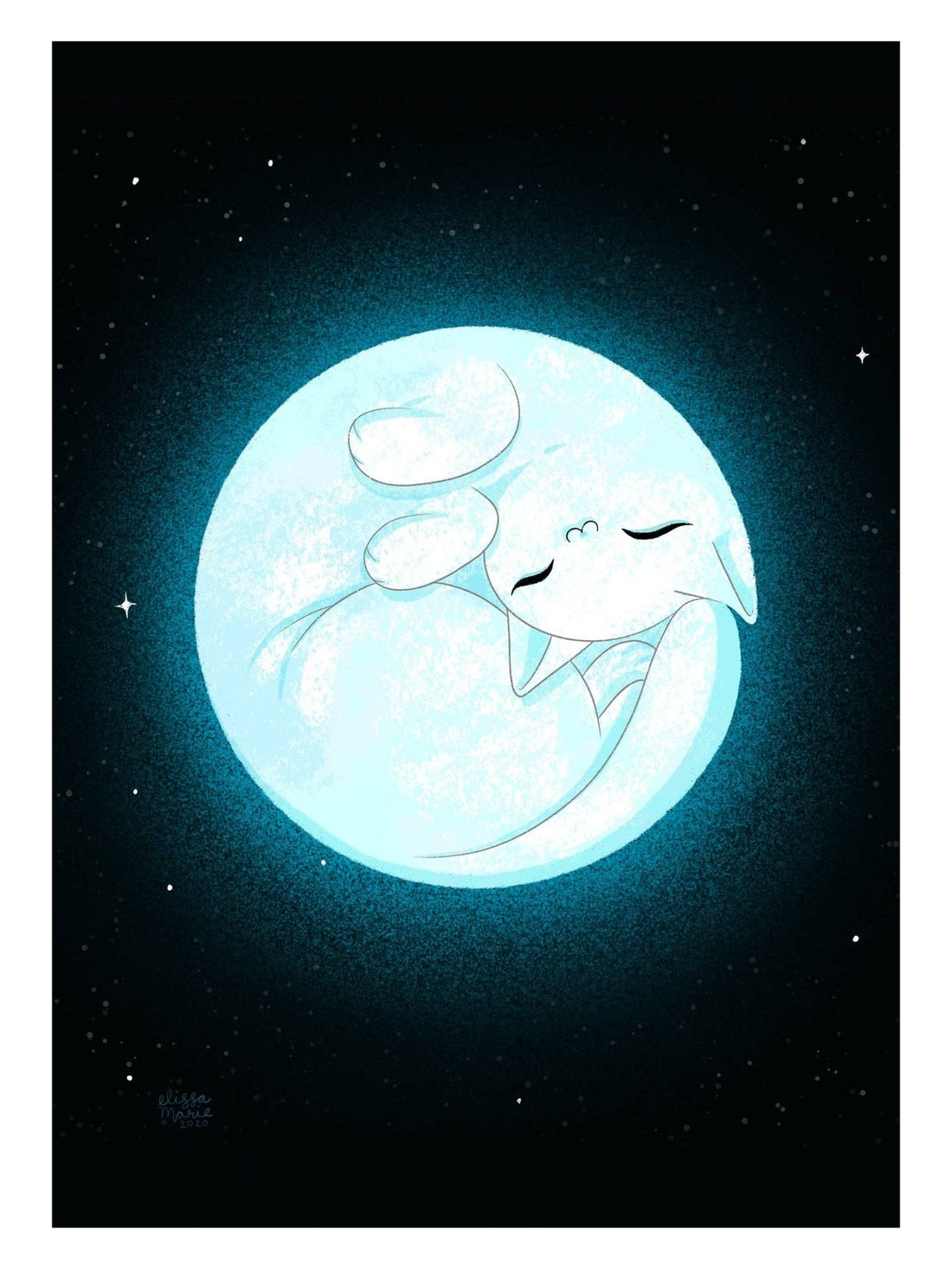 "Full Mewn" Art Print, 7" x 5" - Shop at Persephone's Hearth