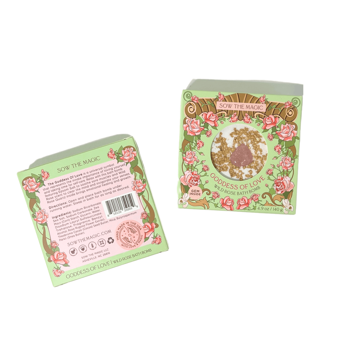 Goddess of Love Wild Rose Bath Bomb with Rose Quartz - Shop at Persephone's Hearth