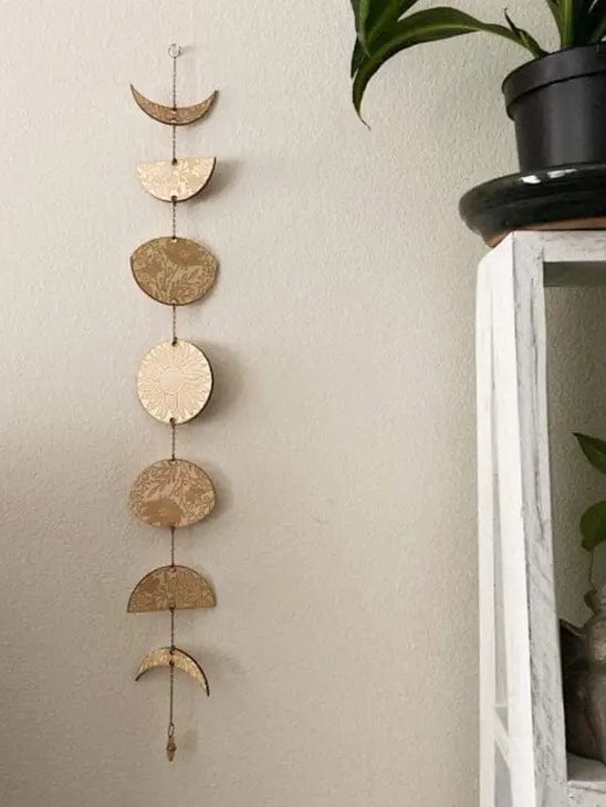 Gold Floral Phases of the Moon Garland with Amethyst - Shop at Persephone's Hearth