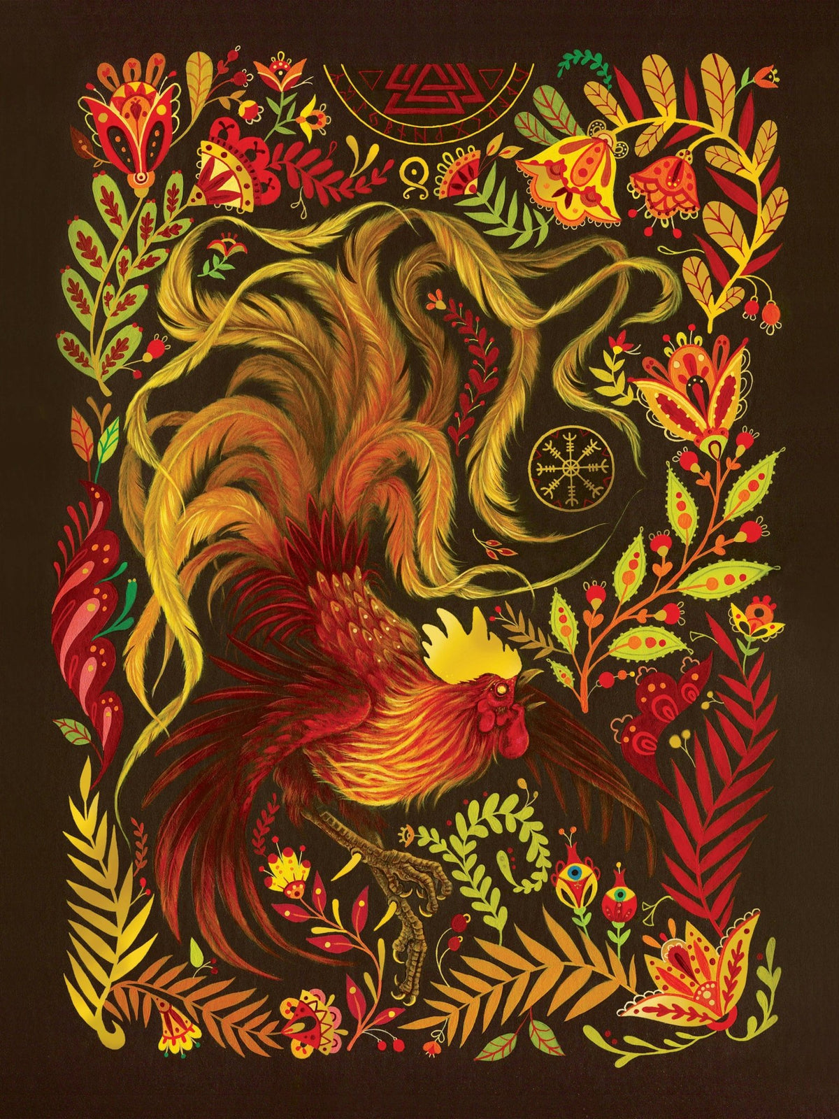 "Gullinkambi" Folk Art Print, 14" x 11" - Shop at Persephone's Hearth