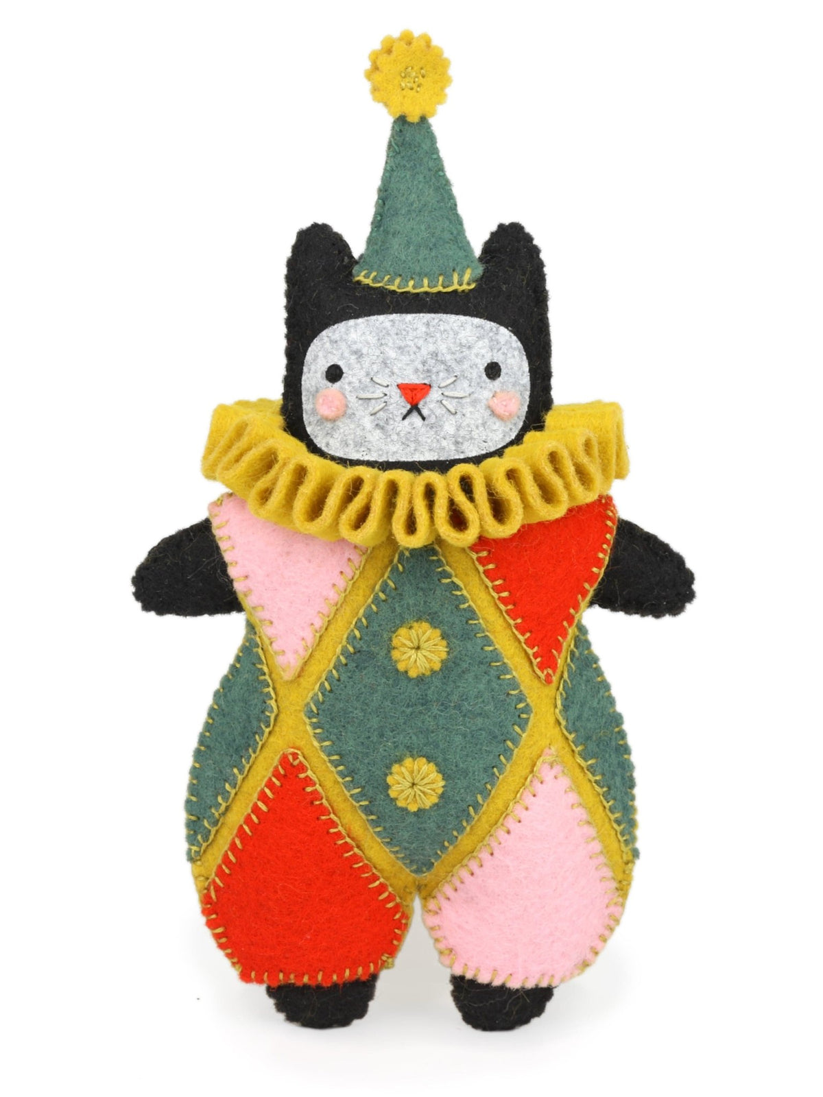 Harlequin Cat Embroidery & Felt Doll Kit - Shop at Persephone's Hearth