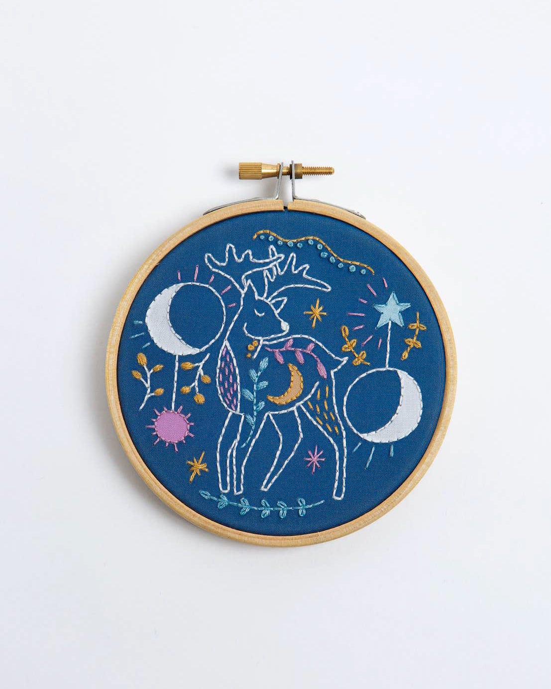 Hawthorn Handmade Embroidery Kit 4" Beginner Celestial Deer Embroidery Kit