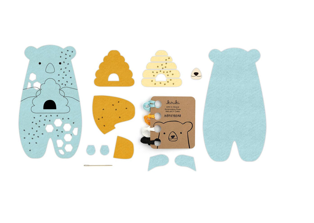 Honeybear Embroidery & Felt Doll Kit - Shop at Persephone's Hearth